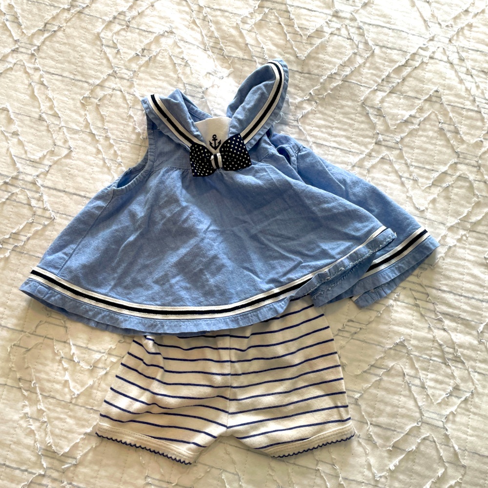 Vintage baby nautical matching set. 6-9 months
